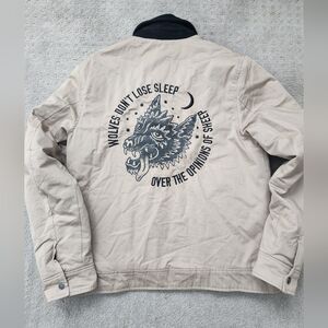 Lurking Class by Sketchy Tank Wolves Khaki Work Jacket Sz M